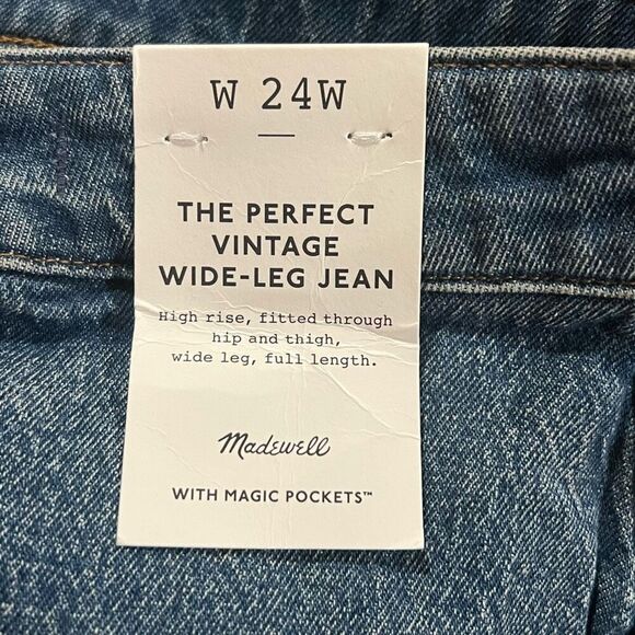 Madewell The Plus Perfect Vintage Wide-Leg Jean Harvey Wash Comfort Stretch 24W - Picture 7 of 7